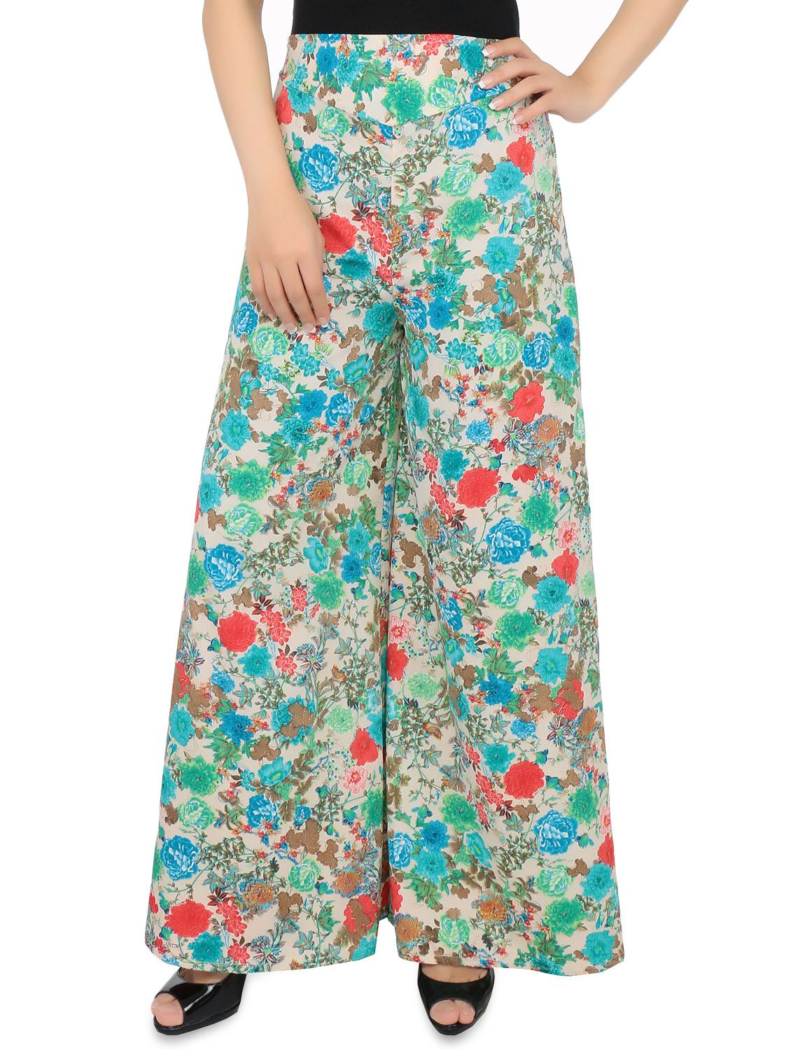 multi colored floral printed palazzos - 9582203 - Zoom Image - 2