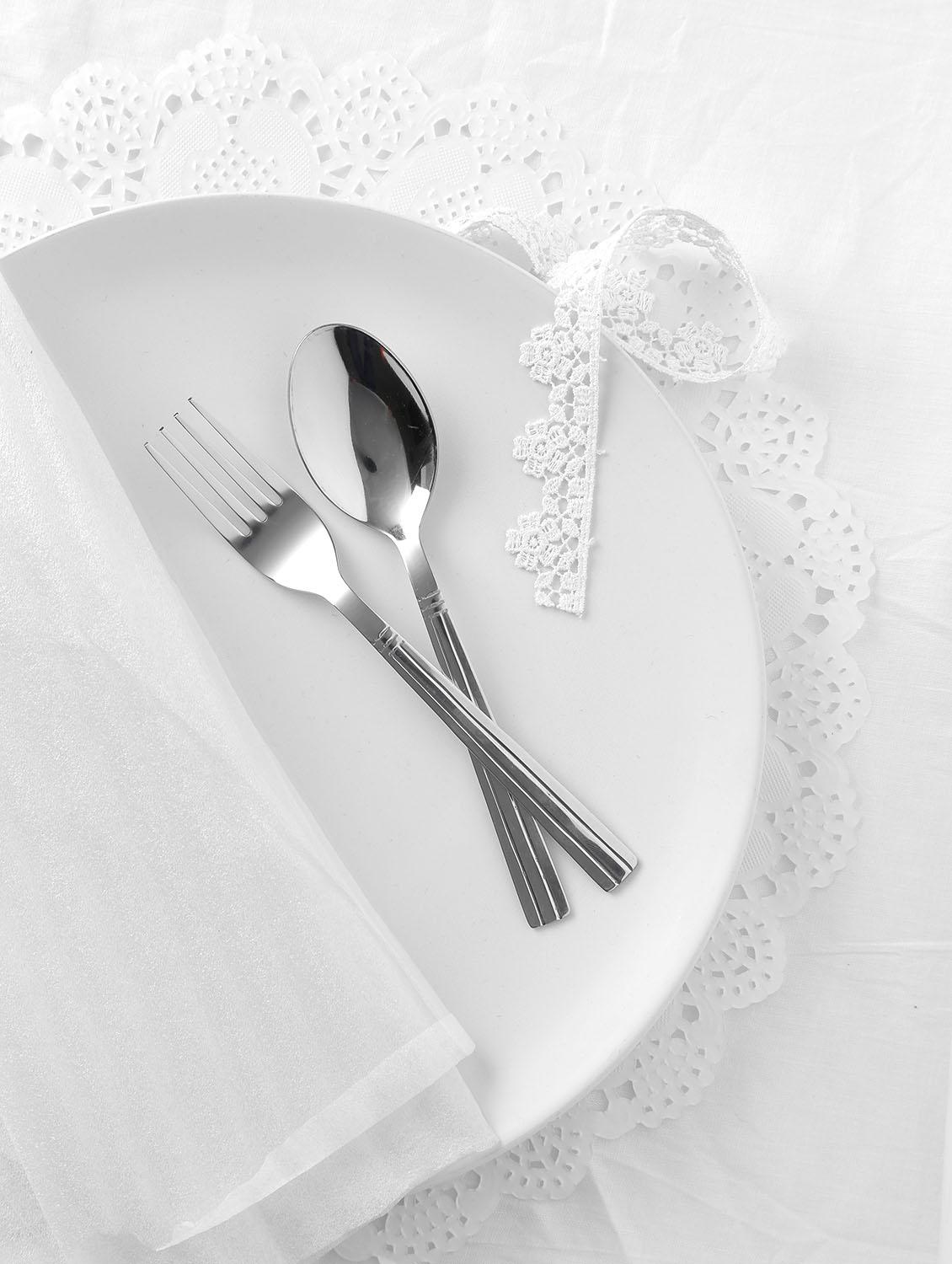 Stainless Steel Dinner Fork And Spoon Set Of 12 - By