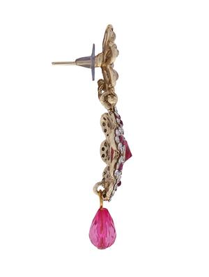 pink and silver crystal embellished floral earrings - 9590409 - Standard Image - 2