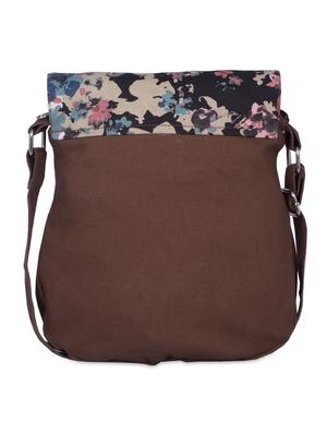 brown floral printed canvas sling bag - 9594057 - Standard Image - 2