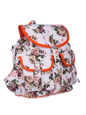 white floral printed canvas backpack - 9594075 - Standard Image - 5
