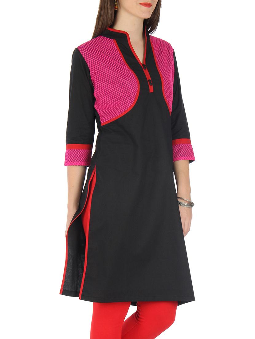 black cotton net kurti - 9595775 - Zoom Image - 2