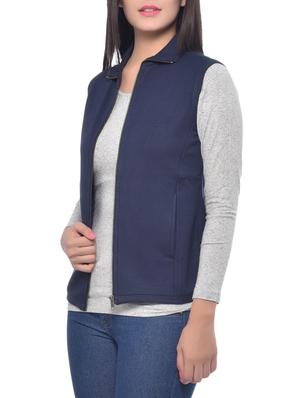 blue poly viscose spandex sleeveless jacket - 9612209 - Standard Image - 2