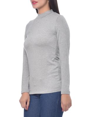 grey viscose spandex long neck top - 9612248 - Standard Image - 2
