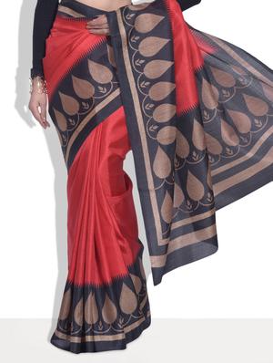 red printed silk saree - 9613975 - Standard Image - 2