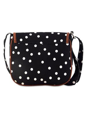black canvas and leatherette sling bag - 9614989 - Standard Image - 2