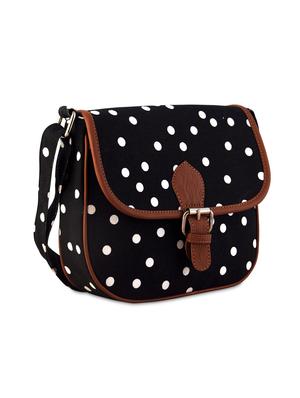 black canvas and leatherette sling bag - 9614989 - Standard Image - 5