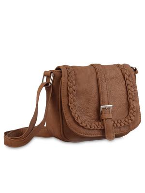 brown leatherette sling bag - 9615001 - Standard Image - 5