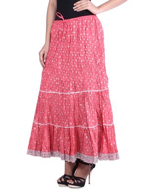 peach cotton printed n sequined gathered skirt - 9617190 - Standard Image - 2
