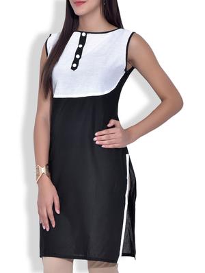 black cotton straight kurta - 9620848 - Standard Image - 2