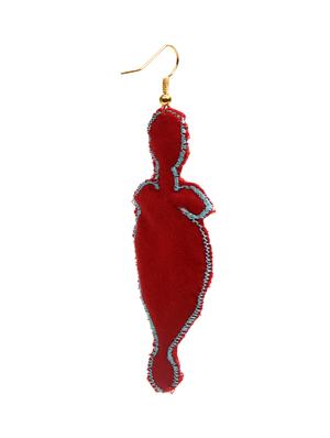 red and blue cotton embroidered earrings - 9620975 - Standard Image - 2