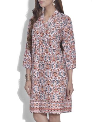 multicoloured printed polycrepe tunic - 9622119 - Standard Image - 2