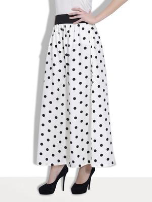 white polka dot polycrepe flared pants - 9633932 - Standard Image - 2