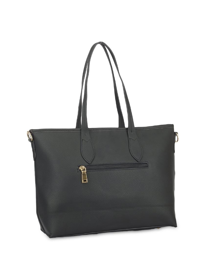 black leatherette striped handbag - 9634095 - Zoom Image - 2