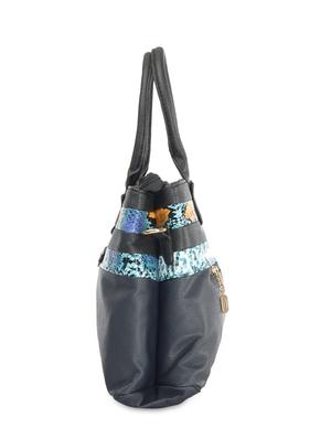 black leatherette snake skin designed handbag - 9634110 - Standard Image - 5