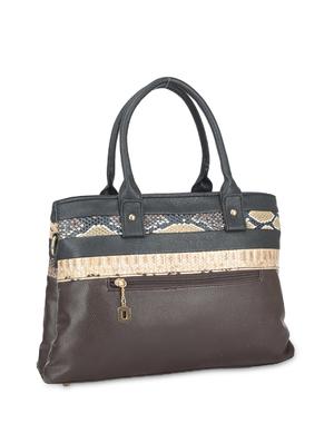brown leatherette striped handbag - 9634112 - Standard Image - 2
