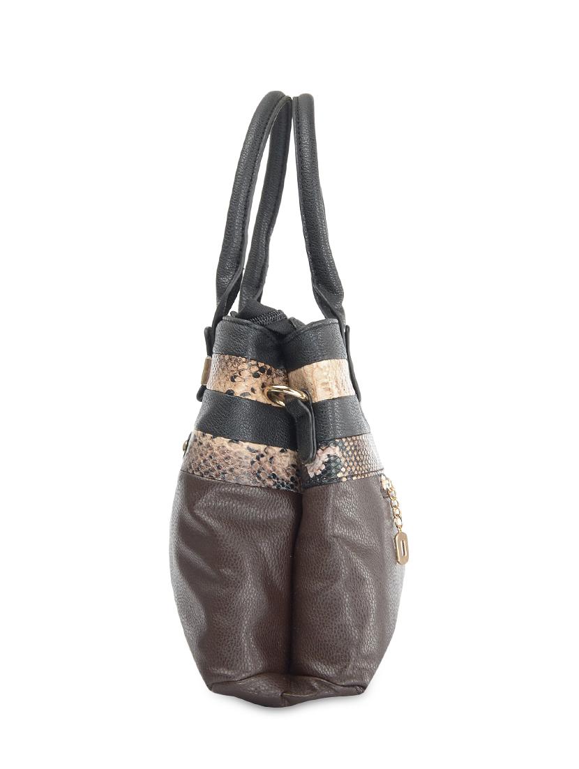 brown leatherette striped handbag - 9634112 - Zoom Image - 5