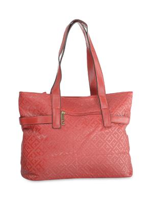 red leatherette studded handbag - 9634150 - Standard Image - 2