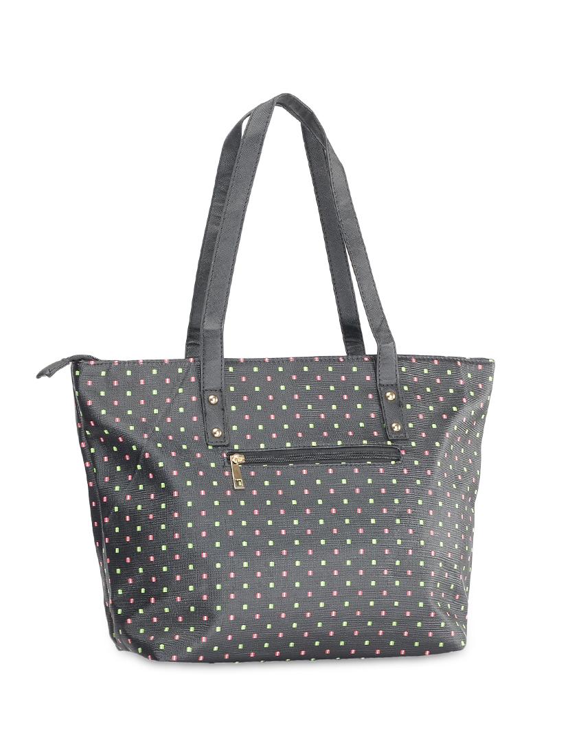 black leatherette polka dotted handbag - 9634153 - Zoom Image - 2