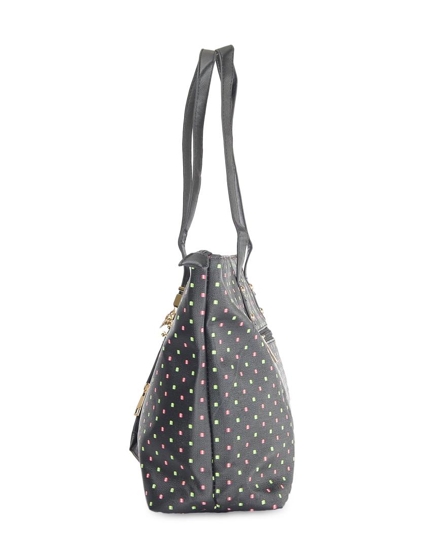 black leatherette polka dotted handbag - 9634153 - Zoom Image - 5