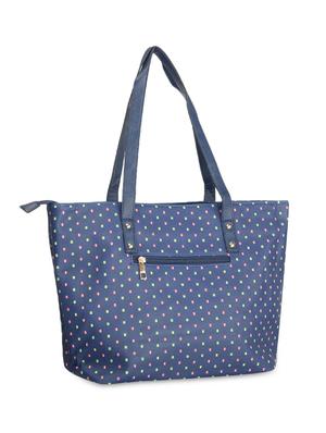 blue leatherette polka dotted handbag - 9634154 - Standard Image - 2