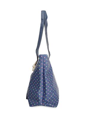 blue leatherette polka dotted handbag - 9634154 - Standard Image - 5