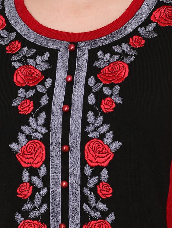 red & black acrylic woolen kurta - 9646059 - Zoom Image - 5