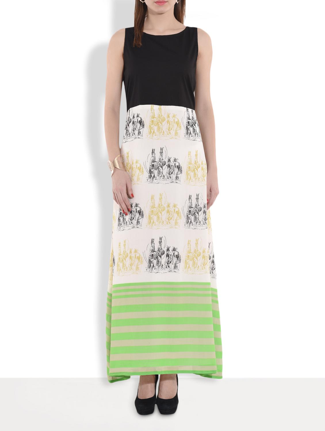 Multicolored Printed Sleeveless Maxi Dress - By