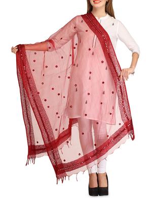 Maroon embellished organza dupatta - 9648366 - Standard Image - 2