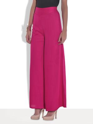 solid pink rayon palazzo pants - 9651563 - Standard Image - 2