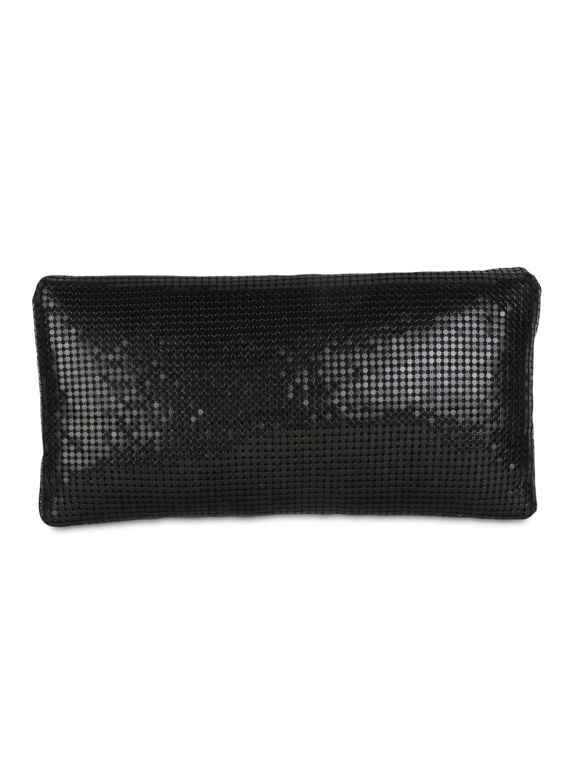 solid black leatherette embellished clutch - 9653858 - Zoom Image - 2