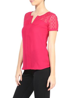 the vanca solid magenta lace detailed top - 9654076 - Standard Image - 2