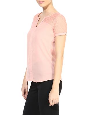 the vanca solid peach lace detailed top - 9654078 - Standard Image - 2
