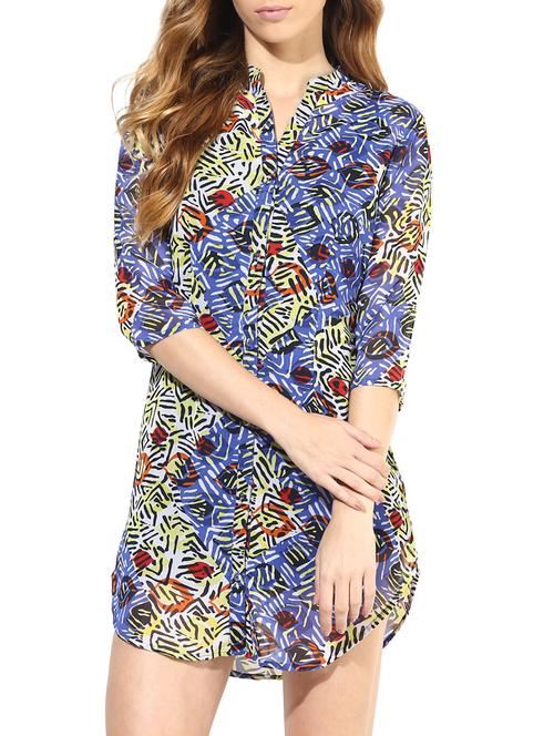 the vanca blue printed shirt dress - 9654125 - Very Small Image - 1