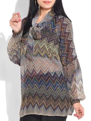 grey printed poly chiffon top - 9655089 - Standard Image - 2