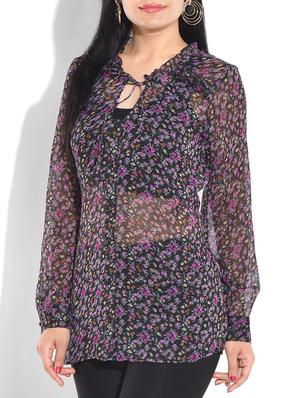 multicolored floral print poly chiffon top - 9655098 - Standard Image - 2