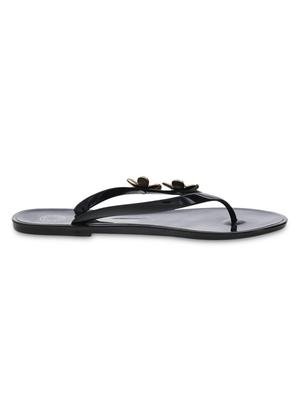black fancy embellished flip flops - 9656841 - Standard Image - 2