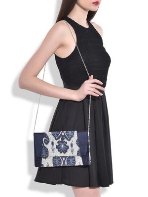 navy blue and off white floral silk and cotton sling - 9659385 - Standard Image - 2