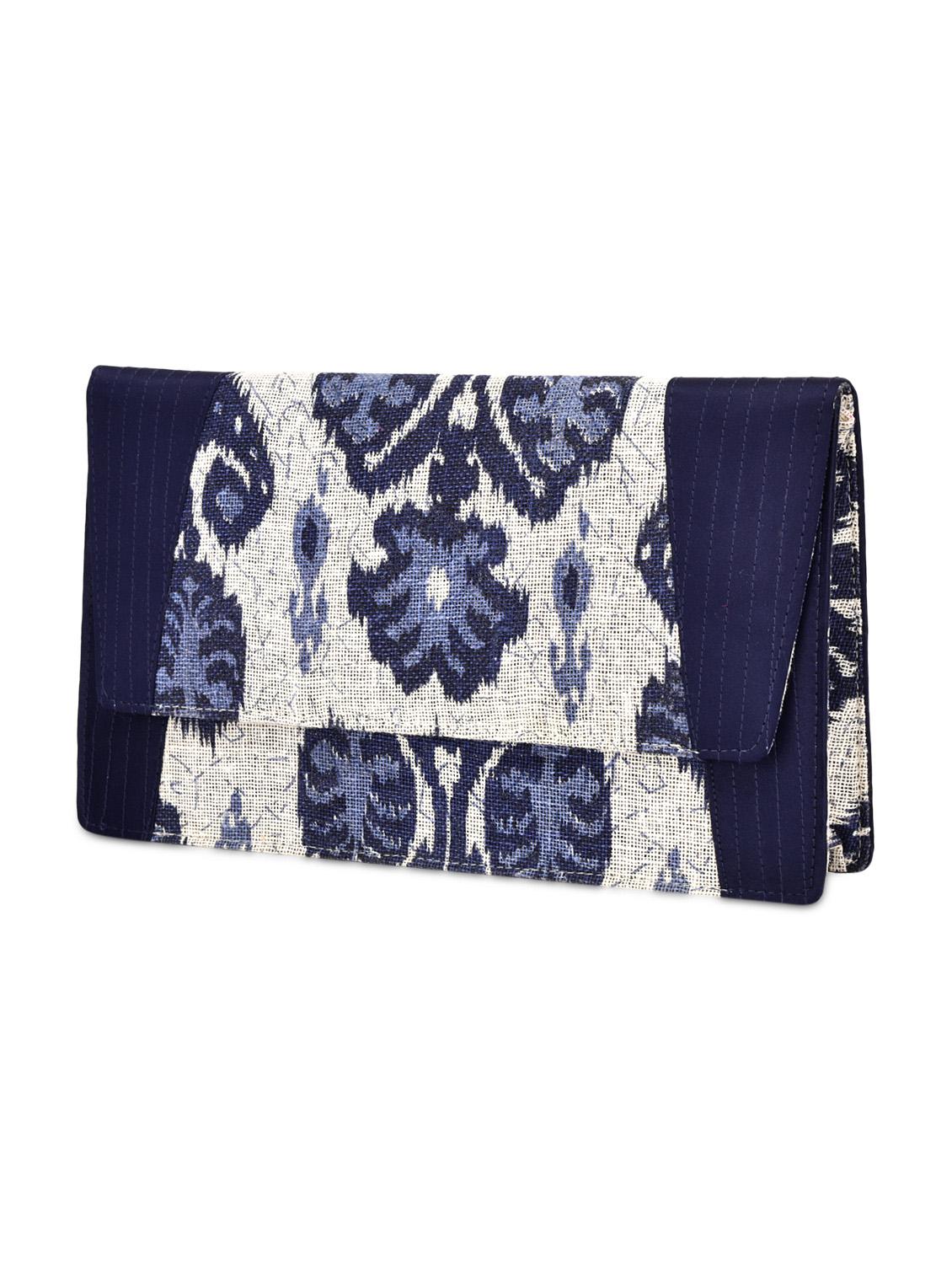 navy blue and off white floral silk and cotton sling - 9659385 - Zoom Image - 5