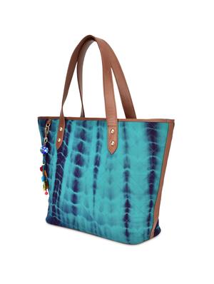 blue abstract leatherette trapeze tote - 9659398 - Standard Image - 5