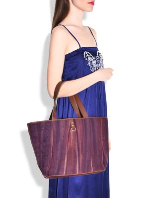 burgundy and purple abstract leatherette tote - 9659403 - Standard Image - 2
