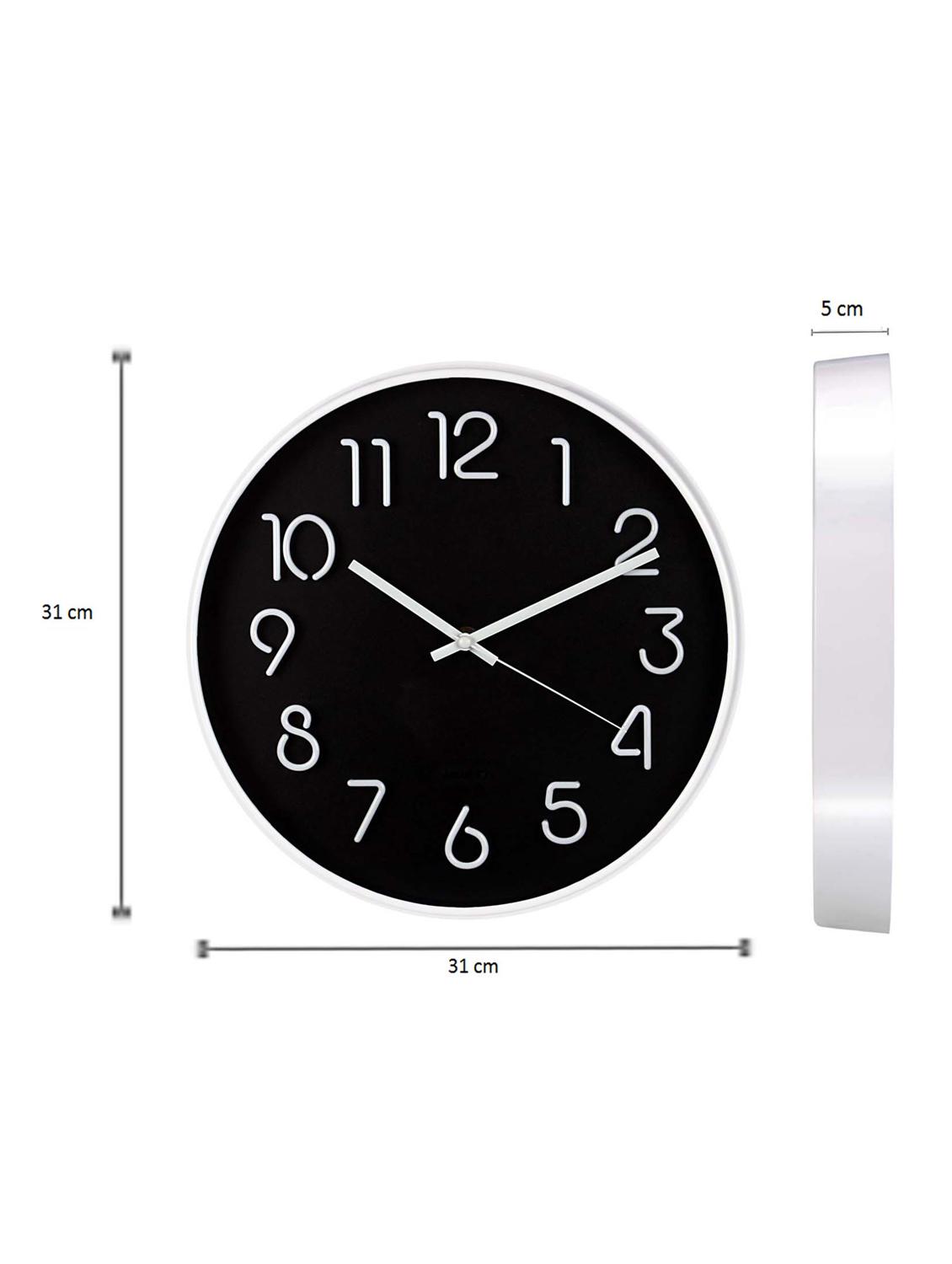 Black Plastic Analogue Wall Clock - 9662573 - Zoom Image - 2
