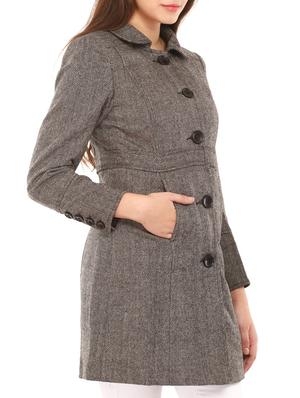Grey Woollen Coat - 9662768 - Standard Image - 2