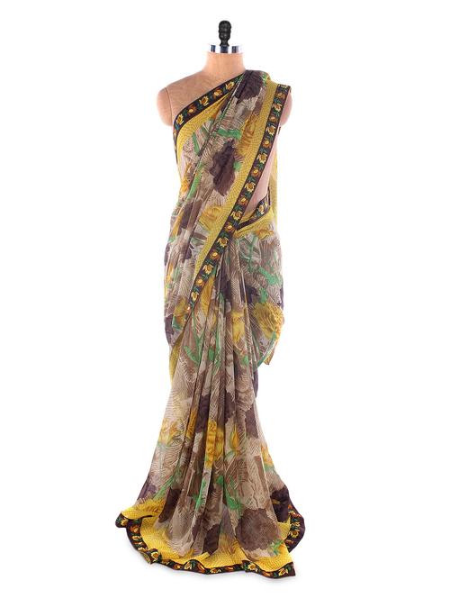 Georgette Printed Saree With Lace Border - Suchi Fashion - 966691