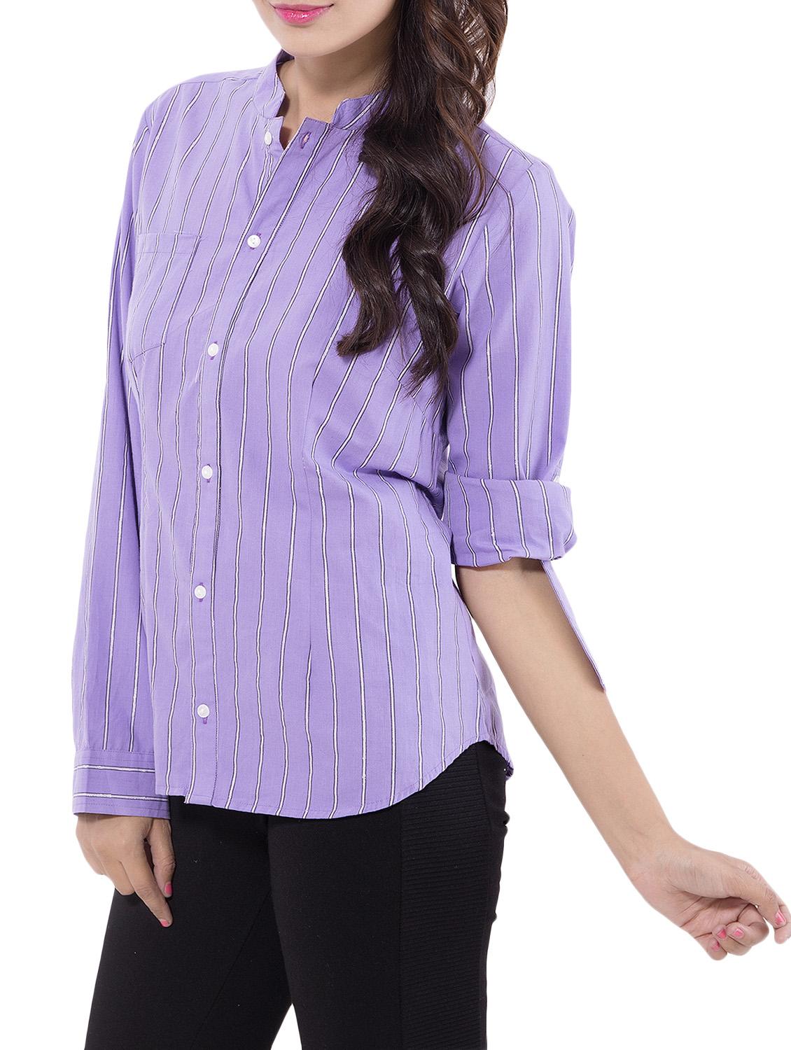 purple cotton yarn dyed shirt - 9668591 - Zoom Image - 2