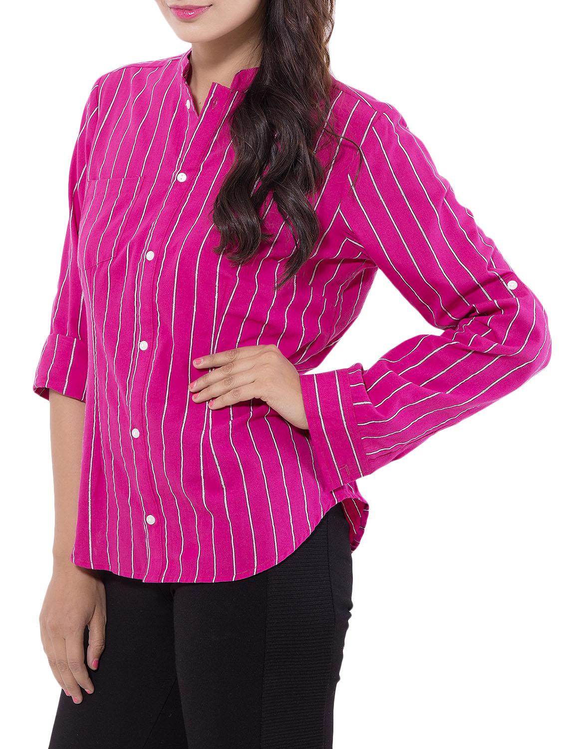 pink cotton yarn dyed shirt - 9668592 - Zoom Image - 2