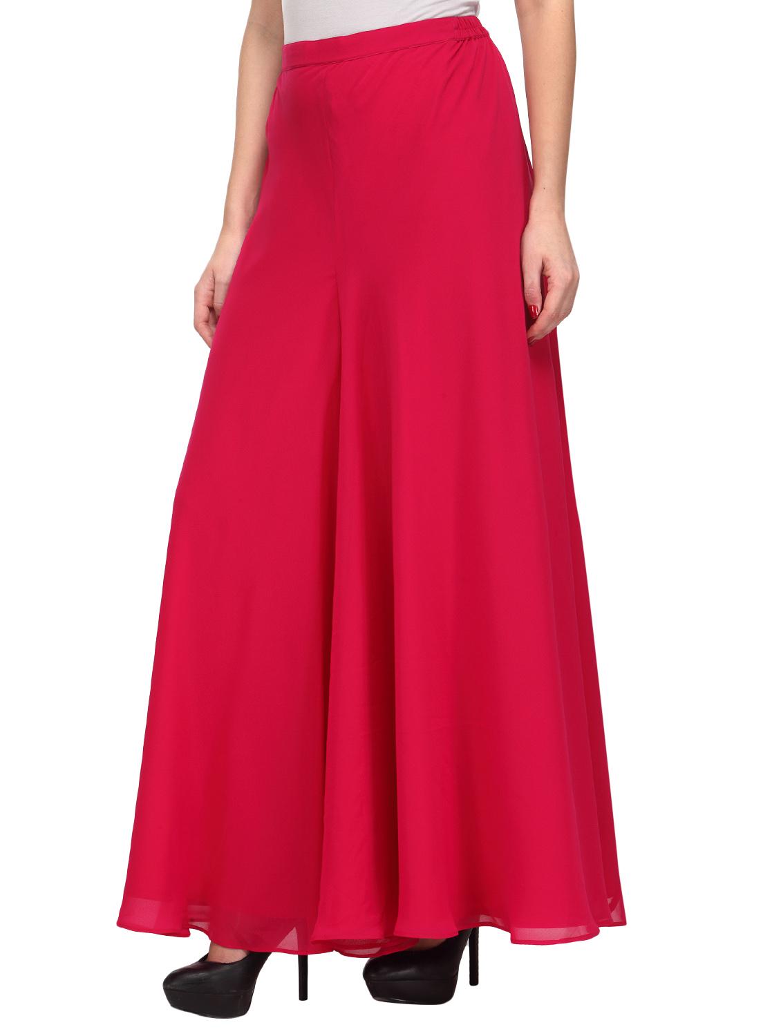 solid pink polygeorgette flare pants - 9680633 - Zoom Image - 2