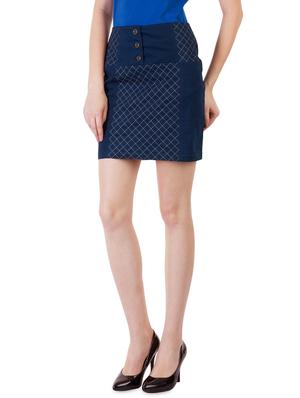 navy blue buttoned cotton lycra skirt - 9683495 - Standard Image - 2