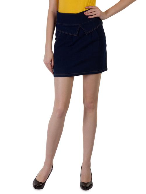 Dark blue buttoned denim skirt - 9683500 - Very Small Image - 1