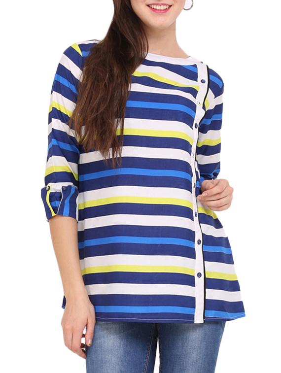 Blue And White Striped Tunic - Lubaba